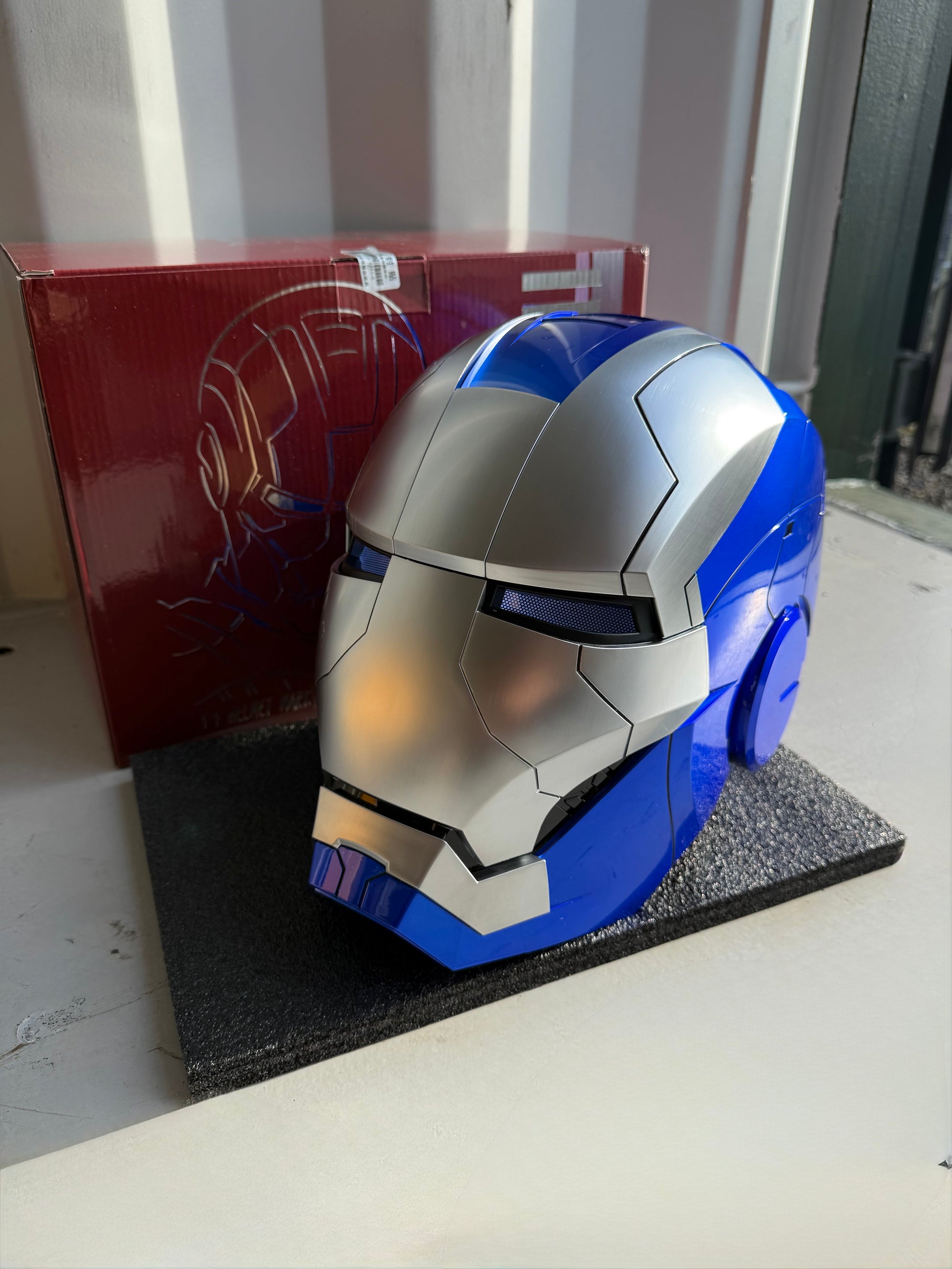 Iron Man MK5 Helmet – Voice-Controlled Wearable Armor Mask (Blue & Silver) - Hero Vault