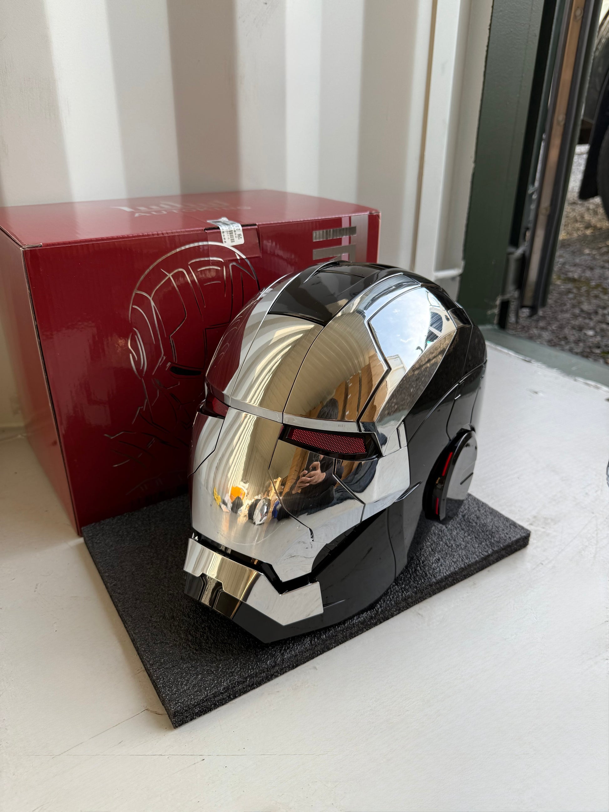 Iron Man MK5 Helmet – Voice-Controlled Wearable Armor Mask (Black Silver) - Hero Vault