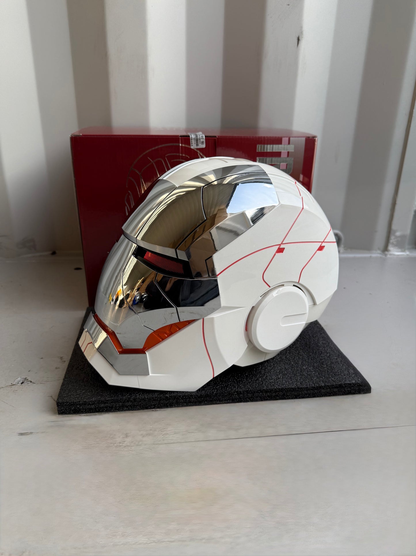 Iron Man MK5 Helmet – Voice-Controlled Wearable Armor Mask (White) - Hero Vault