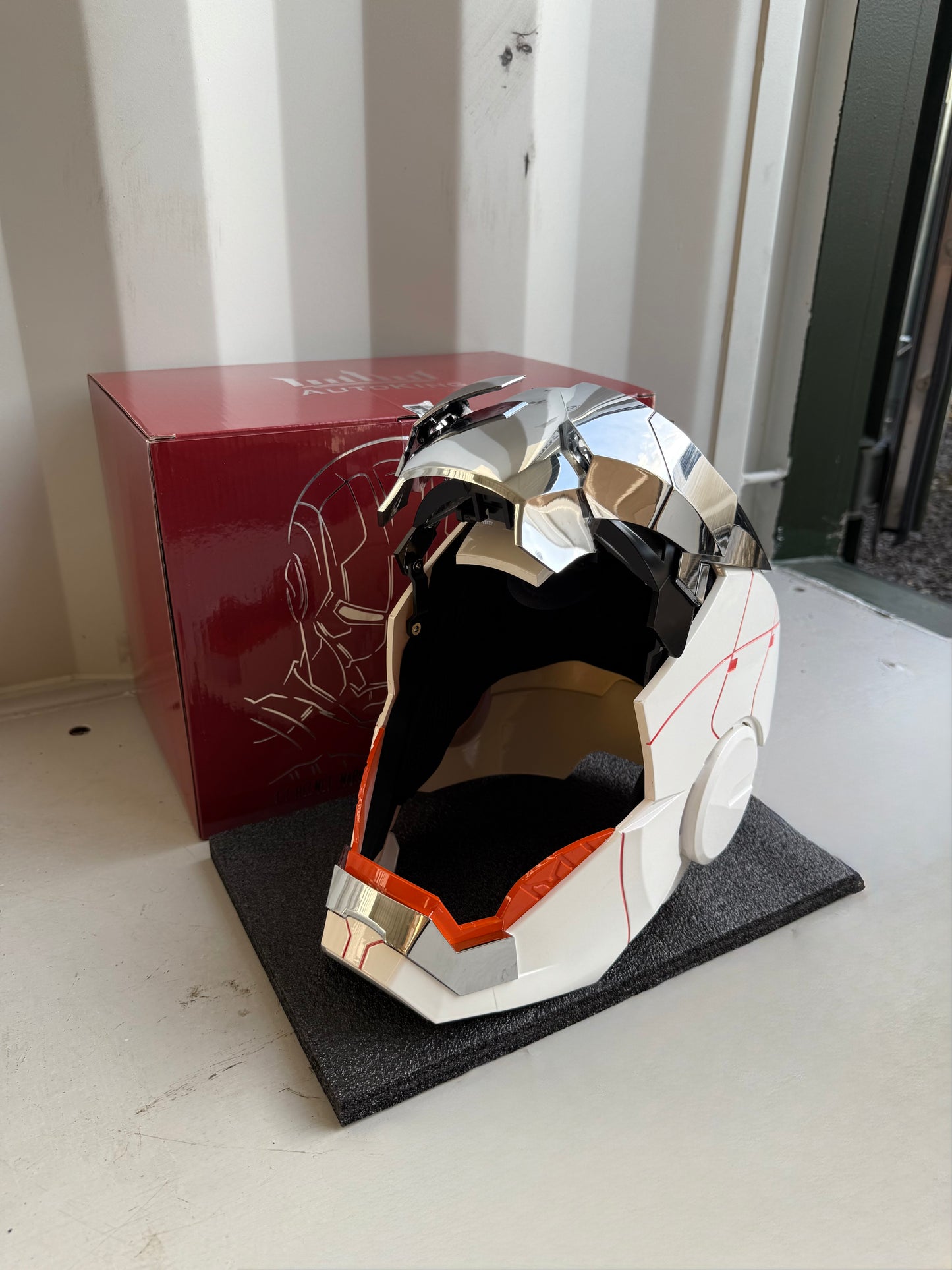 Iron Man MK5 Helmet – Voice-Controlled Wearable Armor Mask (White) - Hero Vault