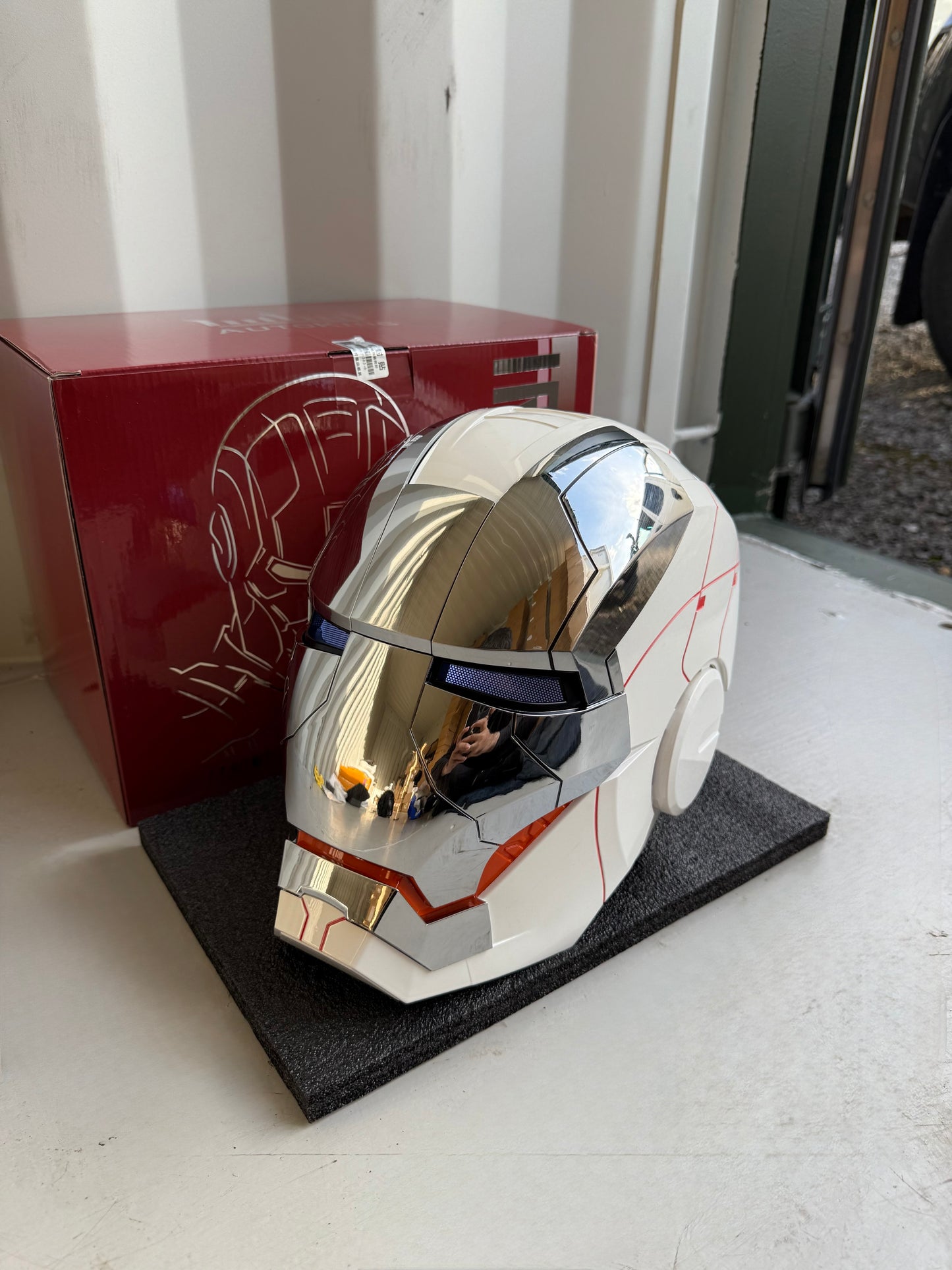 Iron Man MK5 Helmet – Voice-Controlled Wearable Armor Mask (White) - Hero Vault