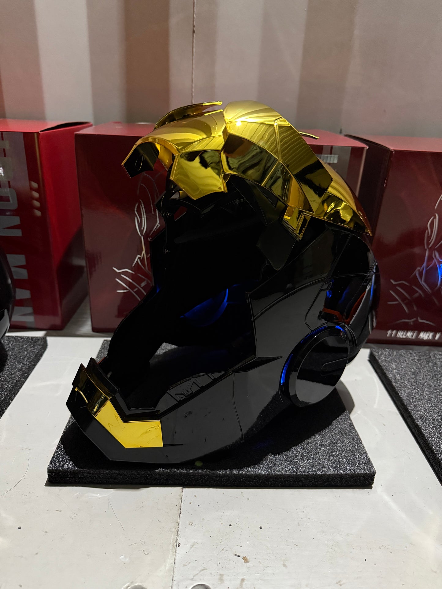 Iron Man MK5 Helmet – Voice-Controlled Wearable Armor Mask (Black & Gold) - Hero Vault