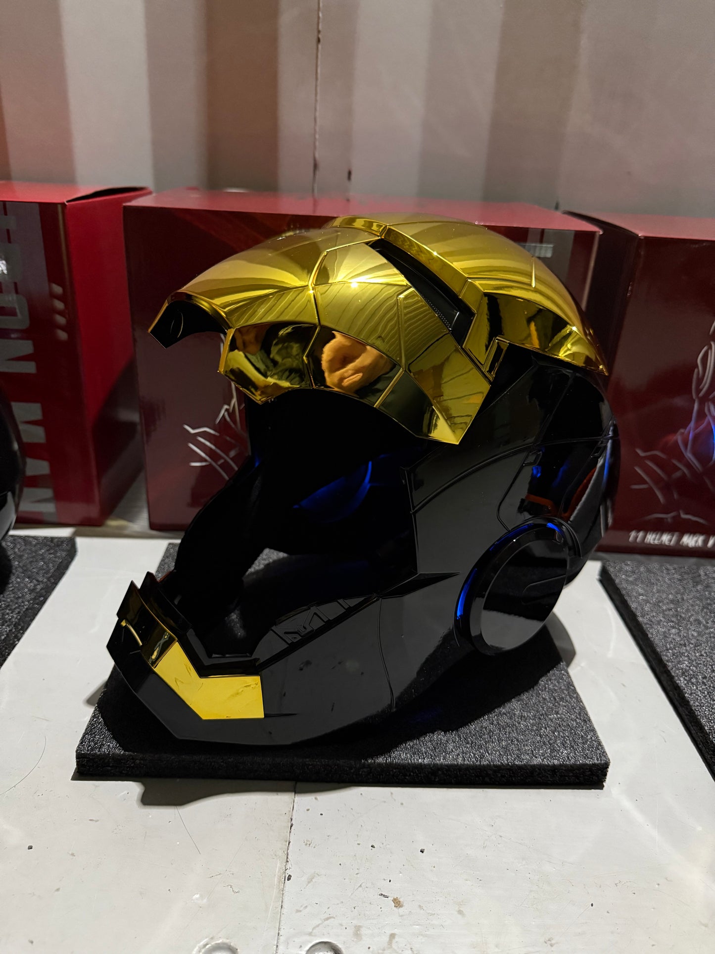 Iron Man MK5 Helmet – Voice-Controlled Wearable Armor Mask (Black & Gold) - Hero Vault