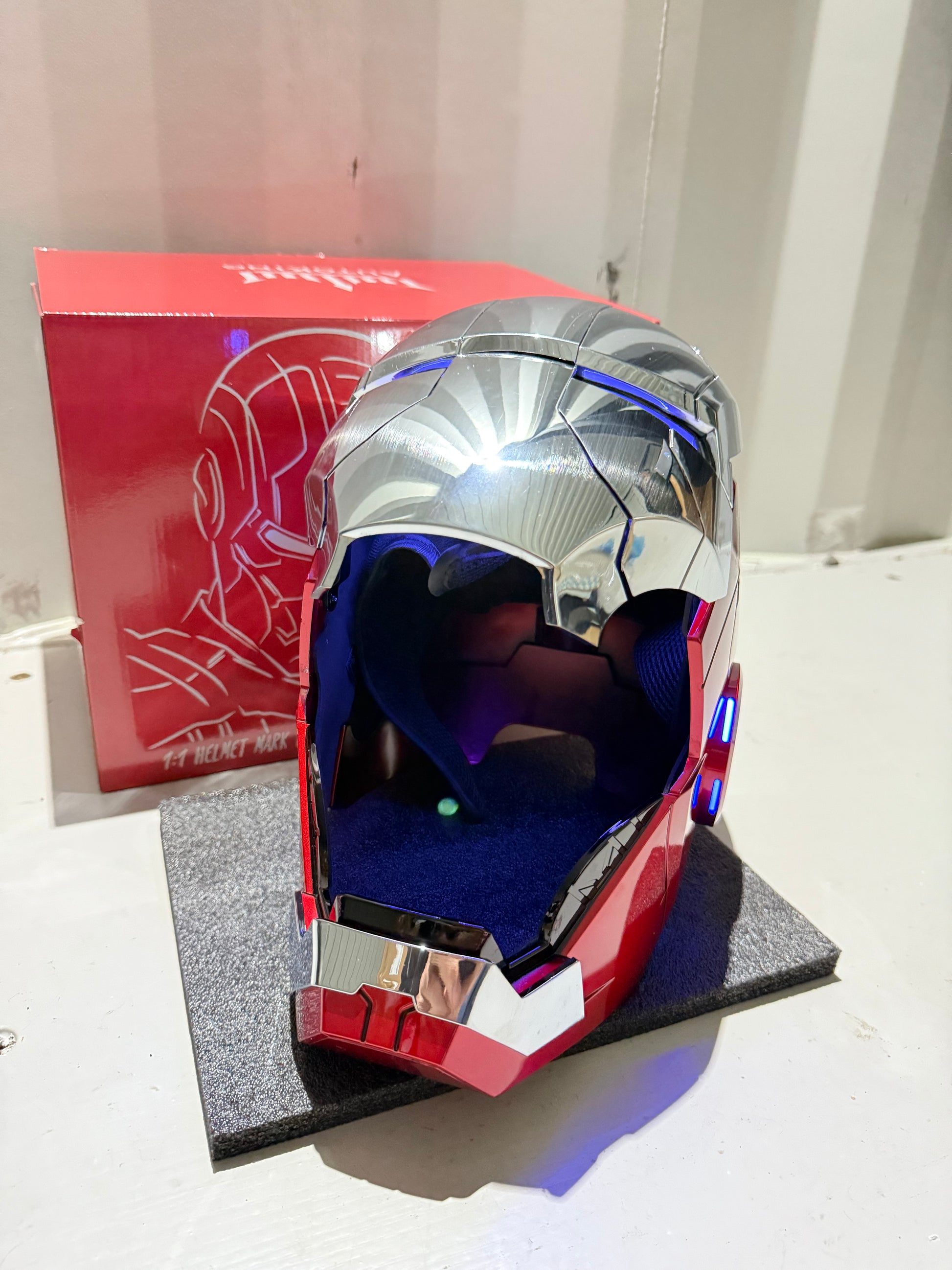 Iron Man MK5 Helmet – Voice-Controlled Wearable Armor Mask (Red & Silver) - Hero Vault