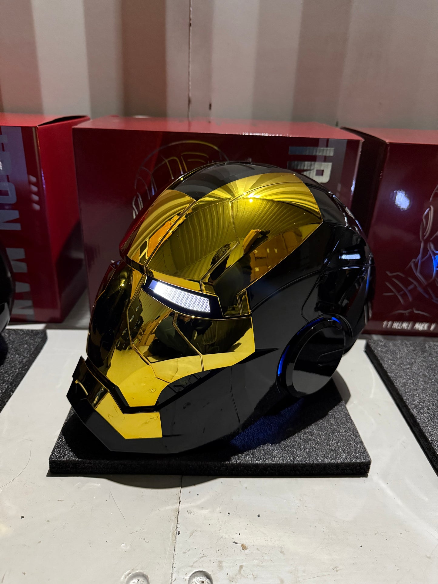 Iron Man MK5 Helmet – Voice-Controlled Wearable Armor Mask (Black & Gold) - Hero Vault