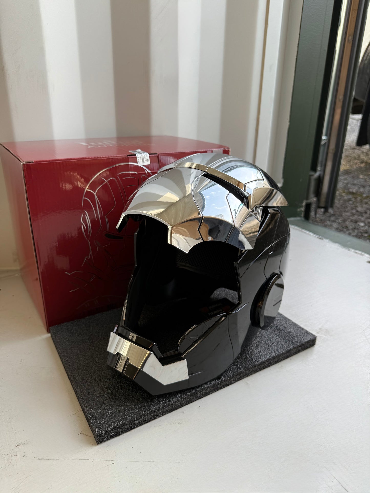 Iron Man MK5 Helmet – Voice-Controlled Wearable Armor Mask (Black Silver) - Hero Vault