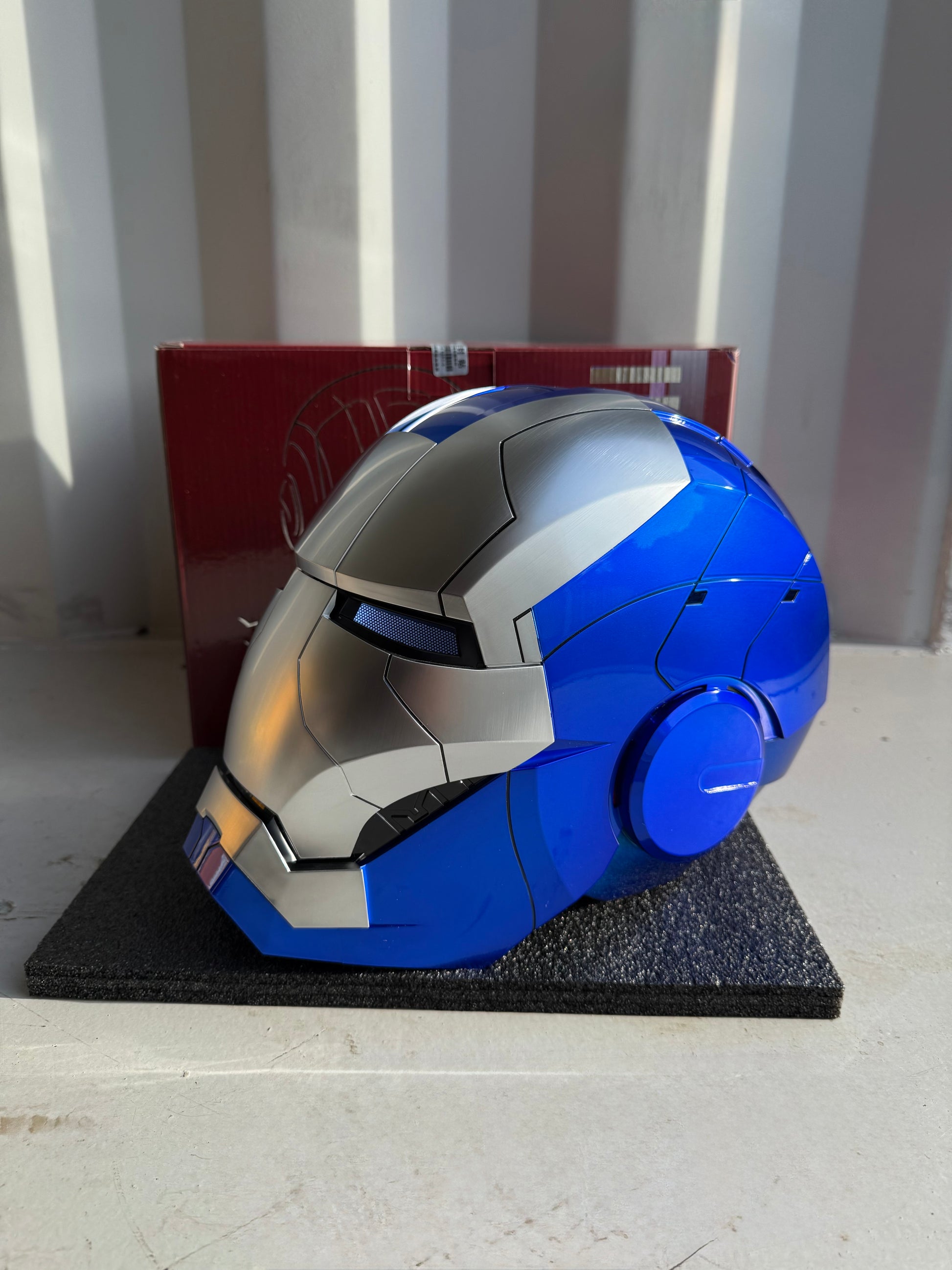 Iron Man MK5 Helmet – Voice-Controlled Wearable Armor Mask (Blue & Silver) - Hero Vault