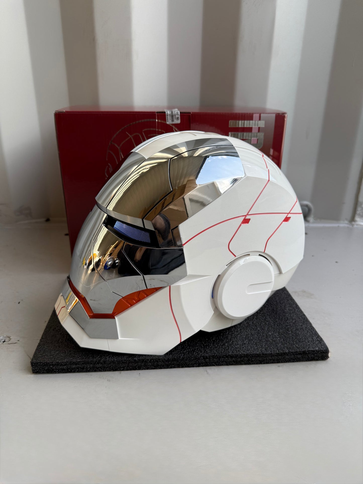 Iron Man MK5 Helmet – Voice-Controlled Wearable Armor Mask (White) - Hero Vault