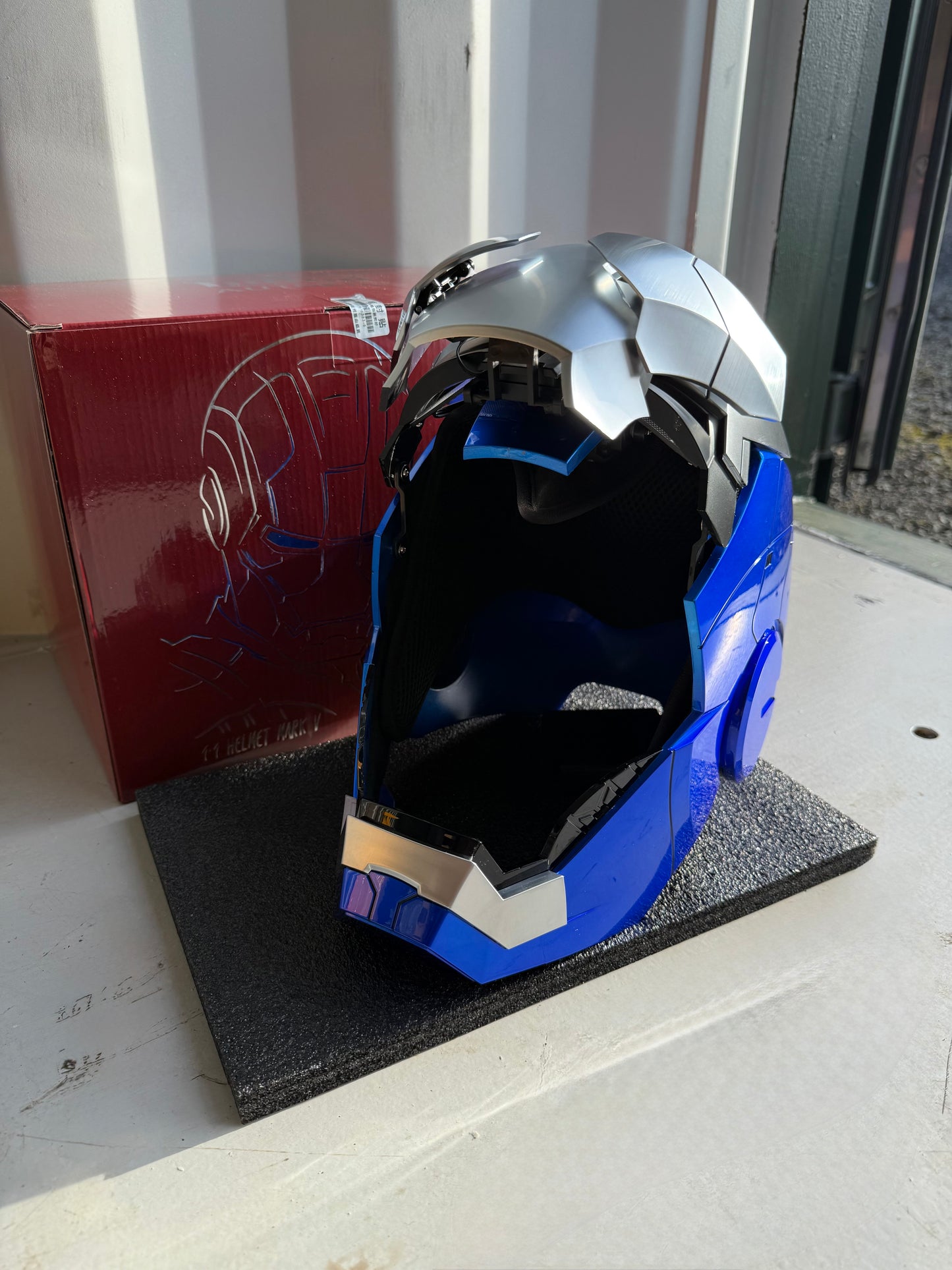 Iron Man MK5 Helmet – Voice-Controlled Wearable Armor Mask (Blue & Silver) - Hero Vault