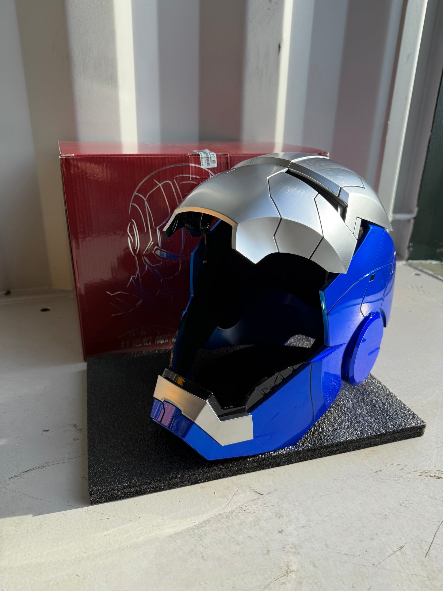 Iron Man MK5 Helmet – Voice-Controlled Wearable Armor Mask (Blue & Silver) - Hero Vault